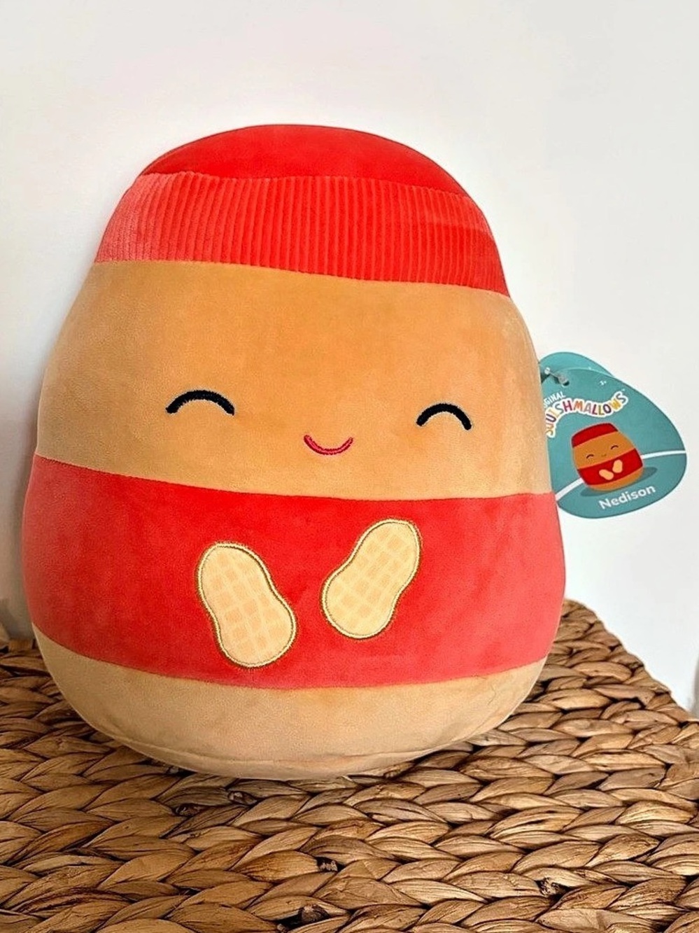 Squishmallows Nedison Peanut Butter Jar 10” Plush NWT Food Squad